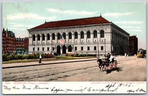 1907 Öffentliche Bibliothek Pferdekutschenszene BOSTON MA ANTIK Postkarte 8299 - Bild 1 von 2