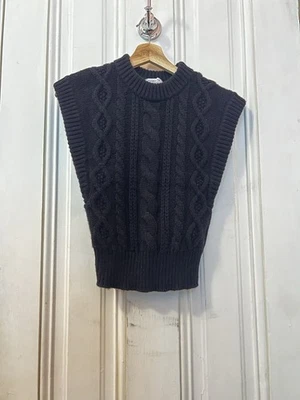 & Other Stories Oversized Cable Knit  Vest Women Sz XS navy blue Stockholm - Image 1 of 2