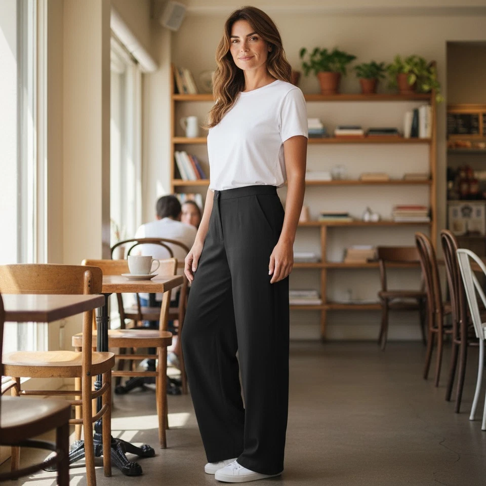 JM Collection Brown Straight-leg Pants 8p