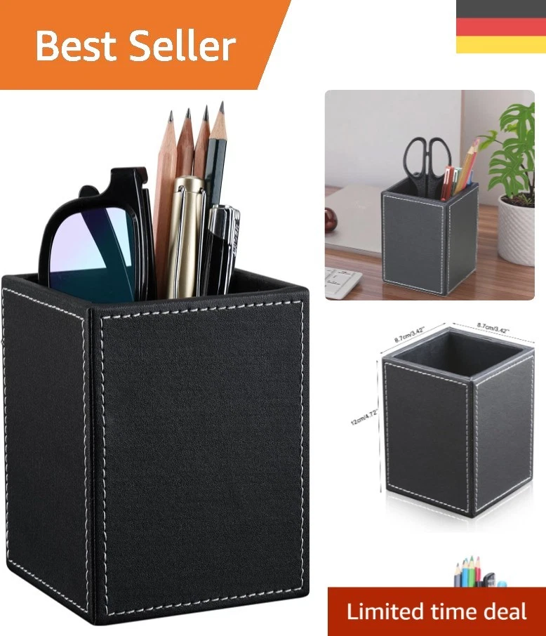 KINGFOM Klassisch Kunstleder Stifteköcher (Schwarz)