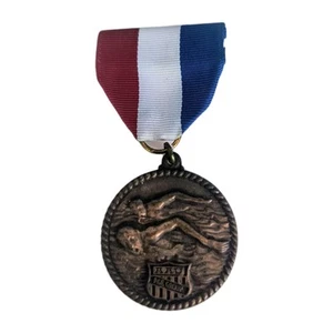 Medalla de natación vintage AAU Amateur Athletic Union bronce en color - Imagen 1 de 2