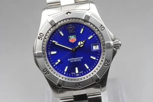 [Exc+5]Caja TAG HEUER 2000 Profesional WK1116 Esfera Azul Cuarzo Hombre 38mm JAPÓN - Imagen 1 de 20
