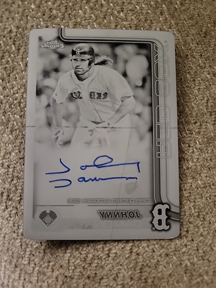 Placa de impresión cromada Topps 2025 automática 1/1 negra Johnny Damon Boston Foto 1 de 4
