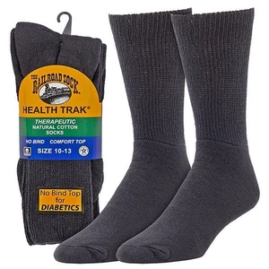 RAILROAD USA MADE- 991 - 2 PR THERAPEUTIC CREW SOCK- BLACK - Picture 1 of 1