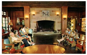 Spring Mill Inn Lobby Mitchell Indiana Vintage Postcard State Park Fireplace - Picture 1 of 2