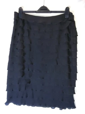 Jaeger Black Silk Tiered Midi Length Lightweight Skirt size UK14 - Image 1 of 4