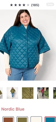 Женская стеганая куртка Joan Rivers Цвет большой Синий Рукав 3/4 Детализированная - Изображение 1 из 2