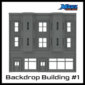 Backdrop Building BG #1 - HO Scale - Gray - Picture 1 of 2