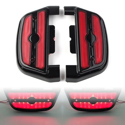 Red Led Light Passenger Footboard Floorboard Cover For Harley Touring Road King Foto 1 de 4