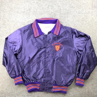 Vintage Delong Jacket Mens XL Purple Satin Varsity Father Ryan High School - Image 1 of 4