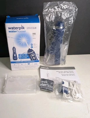 Waterpik Inalámbrico Avanzado 2.0 Recargable Water Flosser Serie WP-580 Azul  Foto 1 de 4
