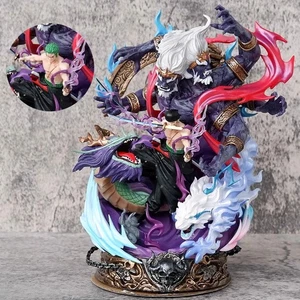 21CM Anime ONE PIECE Roronoa Zoro Garage Kit Modello Doppia Testa Statua Ornamento - Foto 1 di 6