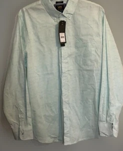 Lee Mens Button Up Regular Fit Large Comfort Stretch Blue Long Sl Shirt - $54.00 - Picture 1 of 15