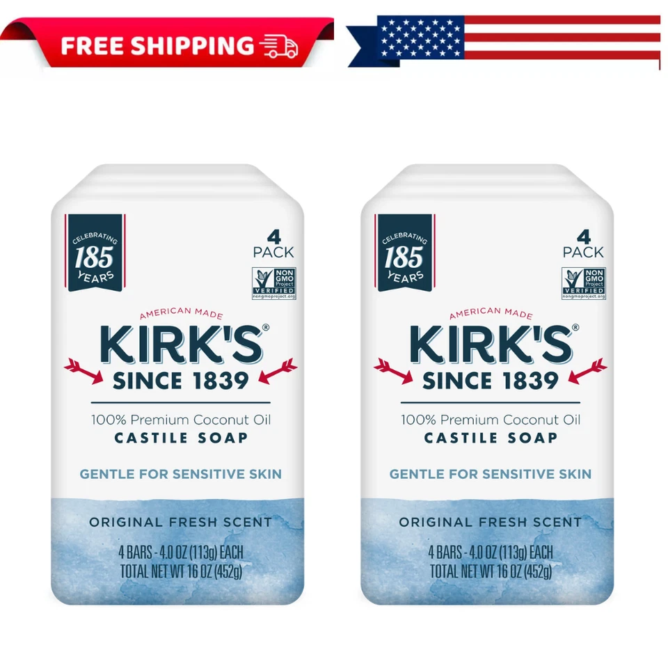 Kirk's Original Fresh Scent Gentle Castile Soap 8 Ct Pack