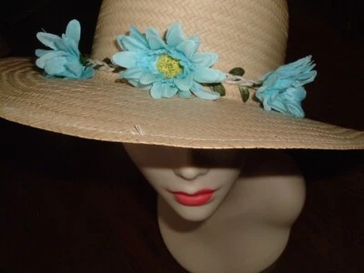 Banda o diadema elástica para sombrero con flores de margarita azul para dama Foto 1 de 3