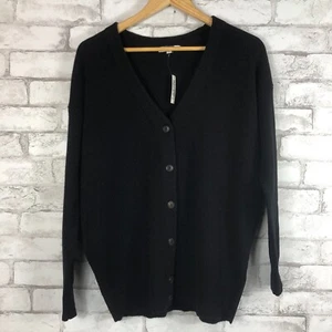 MADEWELL NWT Wool-Cotton Blend V-Neck Relaxed Cardigan True Black SMALL NM610 - Picture 1 of 5