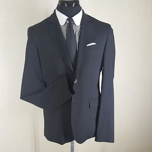COSTUME NATIONAL Recent Black Blazer 2 Btn No Vents Belted Back 42 Reg - Picture 1 of 11