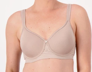 Breezies Floral Stripe Seamless Wirefree T-Shirt Bra, Mink 40DDD A478505 - Picture 1 of 4