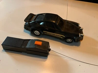 Porsche 930 Radio Controlled RC Black Toy Car Vintage 1980s Untested - Image 1 of 4