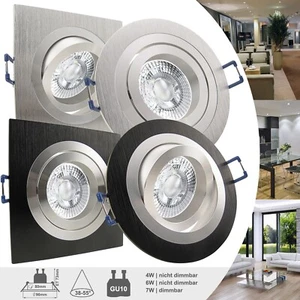 LED Einbau-Strahler Decken-Leuchten 4W 6W 7W dim 230V GU10 Einbauspot Alu AL-NOB - Bild 1 von 35