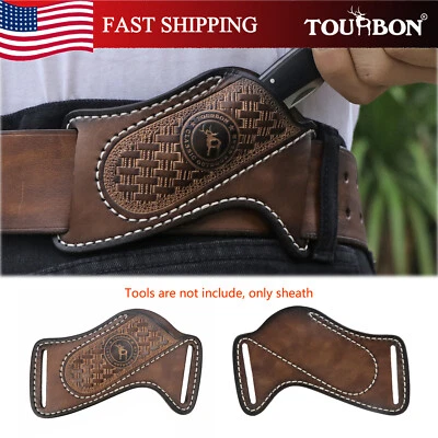 TOURBON Vintage Leather Pocket Folding Knife Belt Holster Camping EDC Sheath US - Image 1 of 4