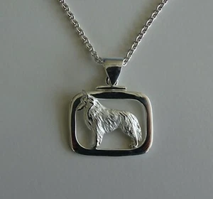 Small Sterling Silver Belgian Tervuren / Belgian Sheepdog Standing Study Pendant - Picture 1 of 7