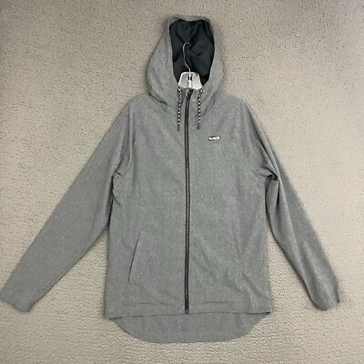Chaqueta Hurley Para Hombre Pequeña Gris Cremallera Completa Bolsillos con Capucha Tejida Exterior Playa Papá Foto 1 de 4