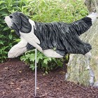 Bearded Collie Outdoor Garden Sign Hand Painted Figure Blue