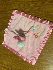 PINK LOVEY BLUEBIRD BLANKET EMBROIDERED FLOWERS SATIN TRIM CIRCO ADORABLE - Picture 1 of 4