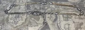 Vintage Brighton Silver Tone Scroll Chain Style Metal Belt Fits 30” -36” Waist - Picture 1 of 3