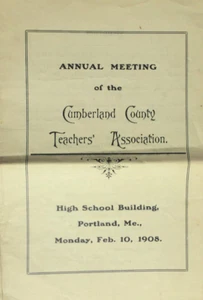 Cumberland County Teachers Association Meeting 1908 Program Portland Maine - Picture 1 of 9