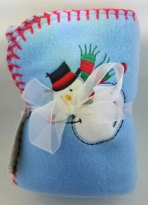 NWT Parent's Choice SNOWMAN BLANKET Christmas Blue 30" x 40" Baby Fleece NEW - Picture 1 of 3