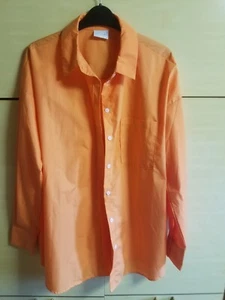 New VILA Ladies 16 1/2" Bright Orange Long Sleeve Cotton Blend Business Shirt - Picture 1 of 5