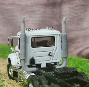 1:64 Scale 3D Printed Semi Truck Short 7" Angled Back Exhaust Stacks Heat Shield - Picture 1 of 1