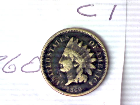 1860 INDIAN HEAD CENT LOT # C1 Cover
