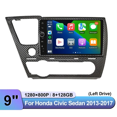 9 inch Plug&Play Radio For 13-17 Honda Civic Si Coupe with Carbon Fiber Trim Kit - Image 1 of 4
