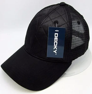 Gesteppte Snapback-Mütze Netz Trucker Baseballkappe gebogenes Schirmmütze Einheitsgröße schwarz neu - Bild 1 von 10