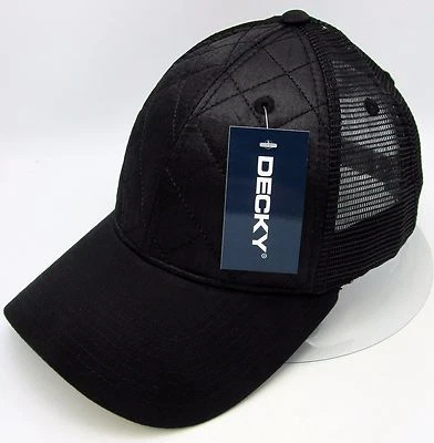 绗缝平沿帽网格卡车司机球帽弧形遮阳板 OSFM 黑色 全新 — 第 1/4 张图片