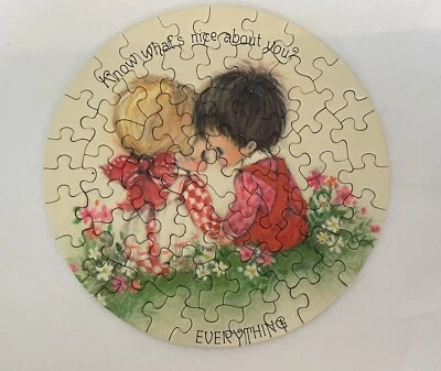 Vtg Springbok Mini Puzzle Flirtations Springbok 7" Round  Hidden Message - Image 1 of 4
