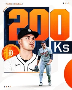 Foto de béisbol Tarik Skubal 200 ponches collage Tigres de Detroit 8x10 MLB - Imagen 1 de 1