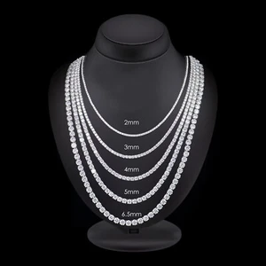 Lab Grown Diamond Tennis Necklace, 3mm to 6mm Round Diamond Necklace, 925 Silver - Picture 1 of 4