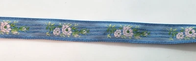 Синяя/розовая/зеленая вышитая лента 2 ярда ширина 3/4 дюйма викторианский/ренессанс - Изображение 1 из 3