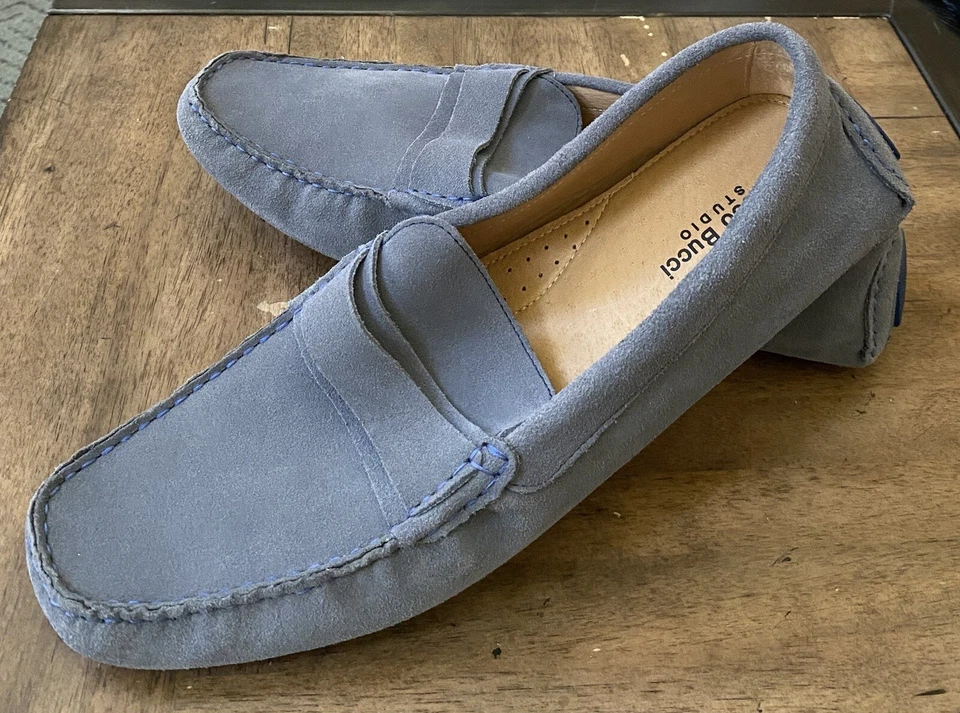Bacco Bucci Studio Lt. BLUE Suede Soft Leather Driving Loafer Lt.BLUE | Men 11.5 - Image 1 of 4