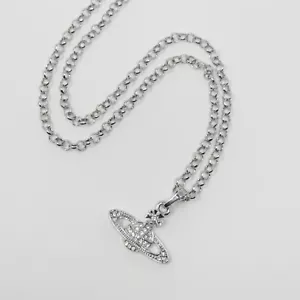 Vivienne Westwood Mini Bas Relief Orb Pendant Necklace Silver Chain - Picture 1 of 5