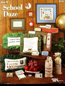 SCHOOL DAZE v7 teacher homework education cross stitch 1982 16pg booklet - Picture 1 of 3