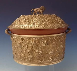 Baltimore Rose by Schofield Repousse Sterling Casserole Dish with 3D Lion #0102 - Picture 1 of 11
