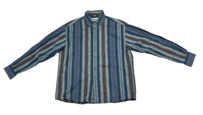 Vintage Missoni Sport Shirt Men's Size XL Blue Shadow Striped Button Up Cotton - Image 1 of 4