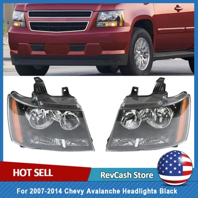 Pair Headlights Assembly For 2007-2014 Chevy Suburban Tahoe Avalanche Lamps L+R Foto 1 de 4