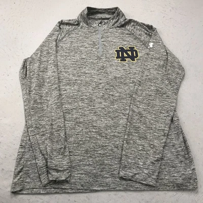 Notre Dame Fighting Irish Jacket Mens XL Gray Under Armour Heather NCAA 1/4 Zip - Image 1 of 4