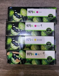 Cartuchos de tinta originales HP Officejet Pro 971XL sellados 4 piezas magenta cian amarillo - Imagen 1 de 6